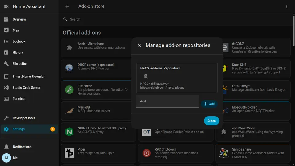 Add-on repository configuration