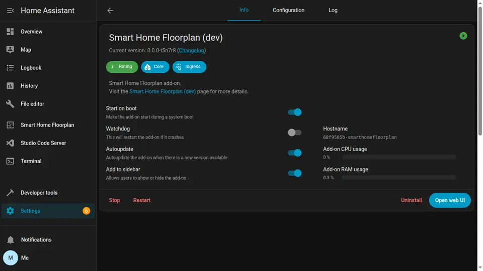 Add-on Info page