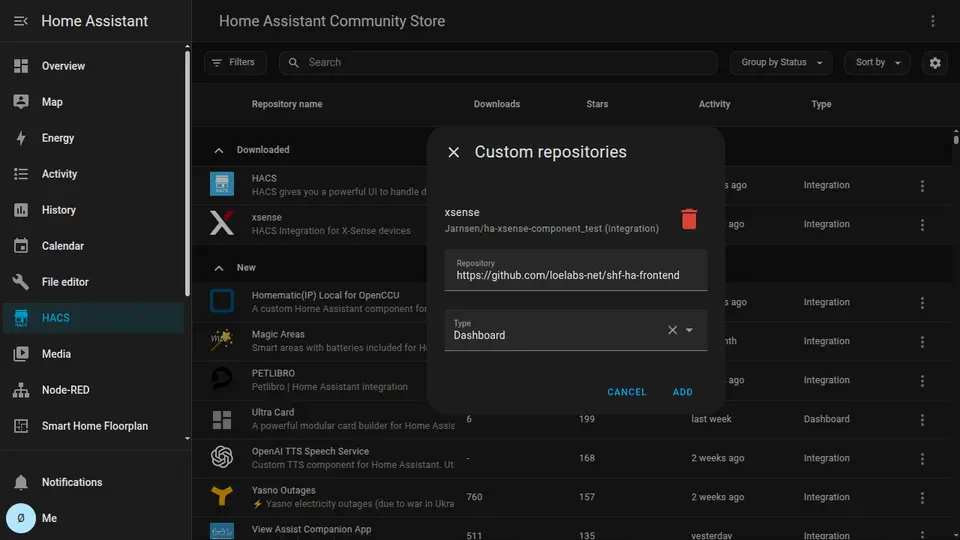 HACS custom repositories